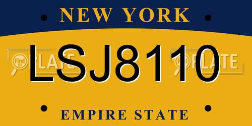 LSJ8110 New York License Plate