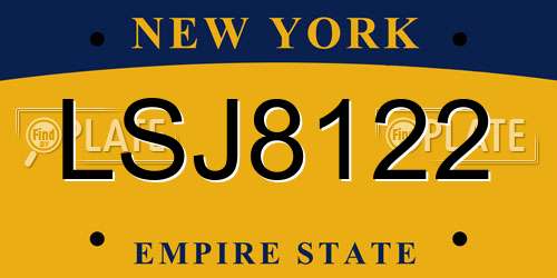 LSJ8122 New York License Plate