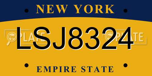LSJ8324 New York License Plate