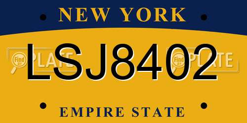 LSJ8402 New York License Plate