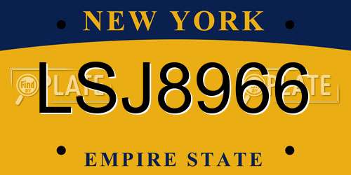 LSJ8966 New York License Plate