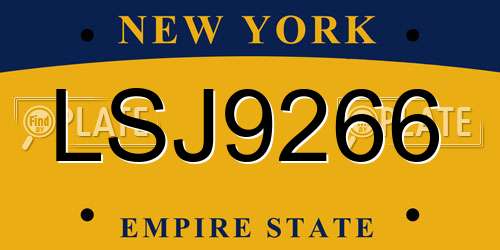 LSJ9266 New York License Plate