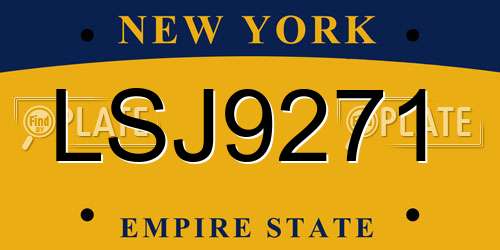 LSJ9271 New York License Plate