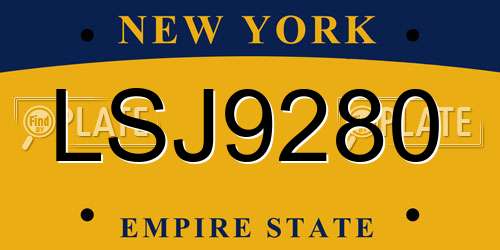 LSJ9280 New York License Plate