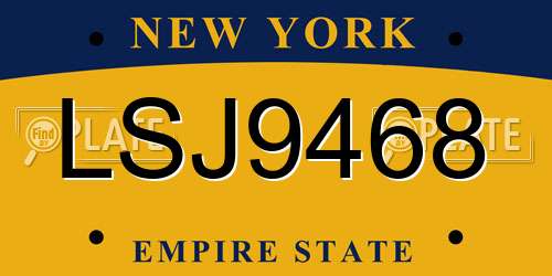 LSJ9468 New York License Plate