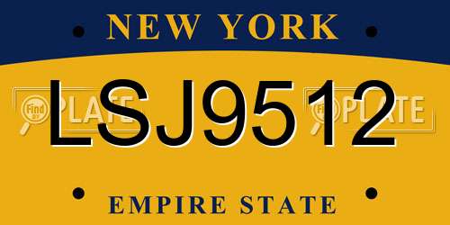 LSJ9512 New York License Plate