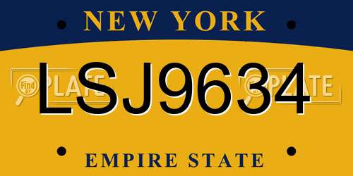 LSJ9634 New York License Plate