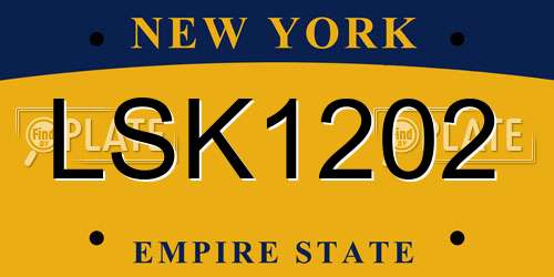 LSK1202 New York License Plate