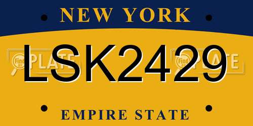 LSK2429 New York License Plate