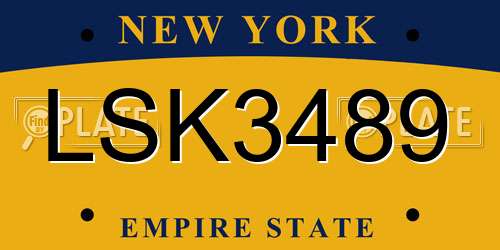 LSK3489 New York License Plate