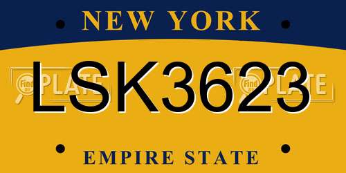 LSK3623 New York License Plate