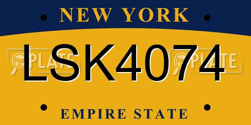 LSK4074 New York License Plate