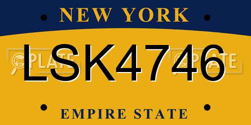 LSK4746 New York License Plate