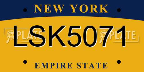 LSK5071 New York License Plate