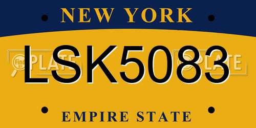LSK5083 New York License Plate