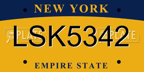 LSK5342 New York License Plate