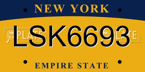 LSK6693 New York License Plate
