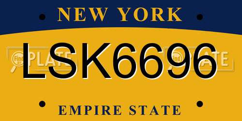 LSK6696 New York License Plate