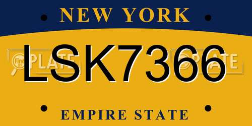 LSK7366 New York License Plate