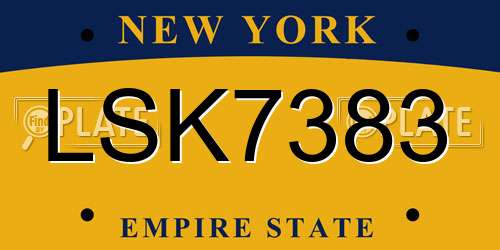 LSK7383 New York License Plate