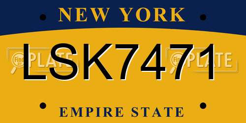 LSK7471 New York License Plate
