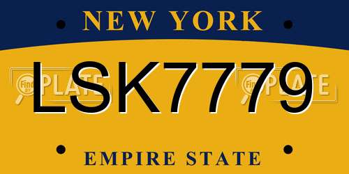 LSK7779 New York License Plate