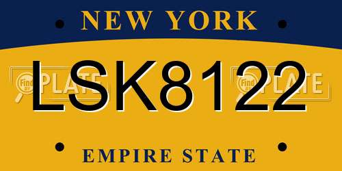 LSK8122 New York License Plate
