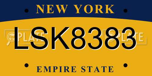 LSK8383 New York License Plate