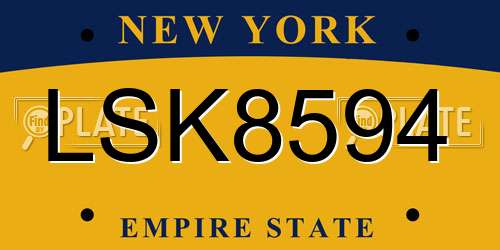 LSK8594 New York License Plate