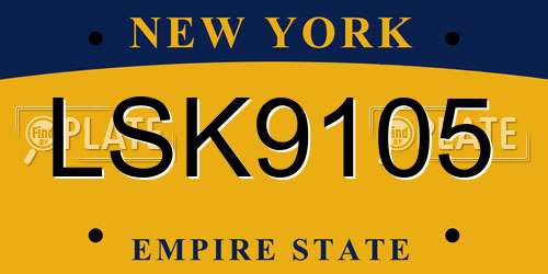 LSK9105 New York License Plate