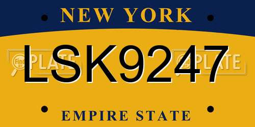 LSK9247 New York License Plate
