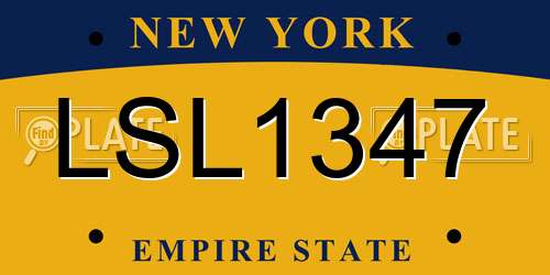LSL1347 New York License Plate