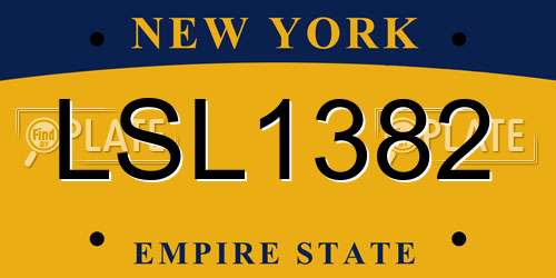 LSL1382 New York License Plate