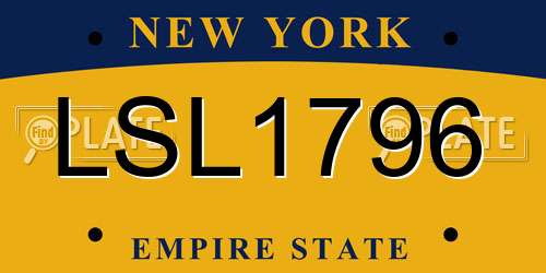 LSL1796 New York License Plate
