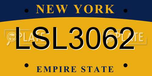 LSL3062 New York License Plate