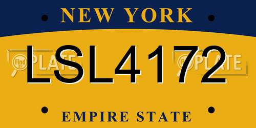 LSL4172 New York License Plate