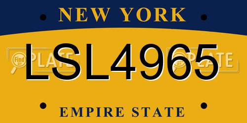 LSL4965 New York License Plate