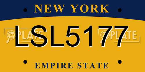 LSL5177 New York License Plate