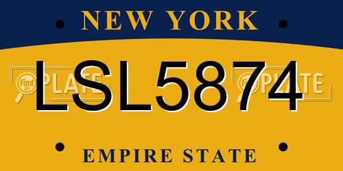 LSL5874 New York License Plate