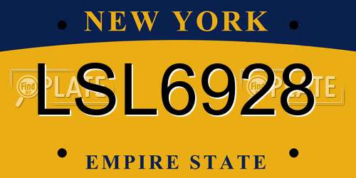 LSL6928 New York License Plate