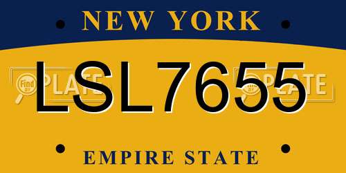 LSL7655 New York License Plate