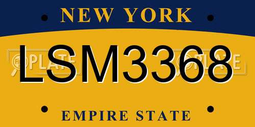 LSM3368 New York License Plate
