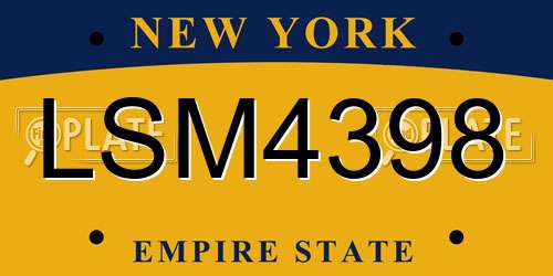 LSM4398 New York License Plate