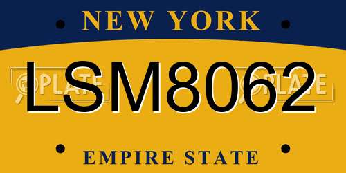 LSM8062 New York License Plate