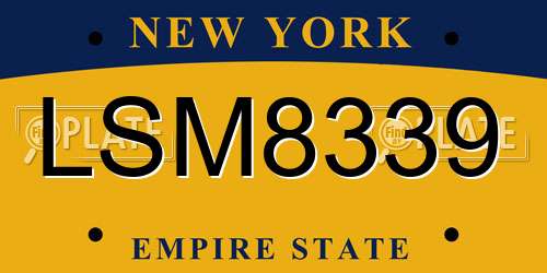 LSM8339 New York License Plate