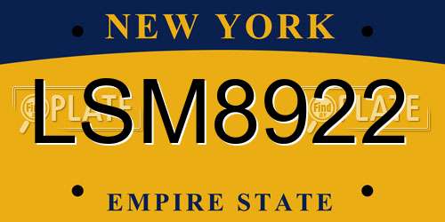 LSM8922 New York License Plate