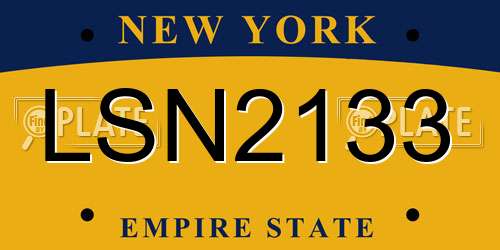 LSN2133 New York License Plate