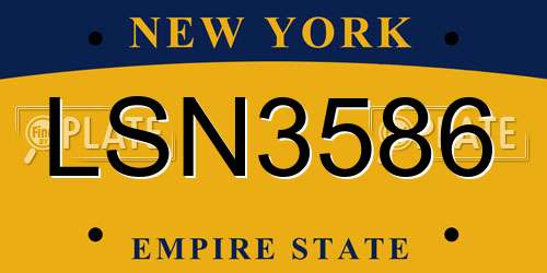 LSN3586 New York License Plate