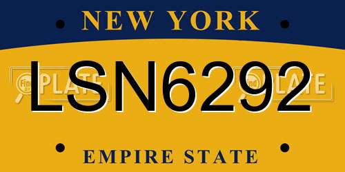 LSN6292 New York License Plate