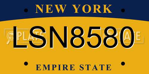 LSN8580 New York License Plate